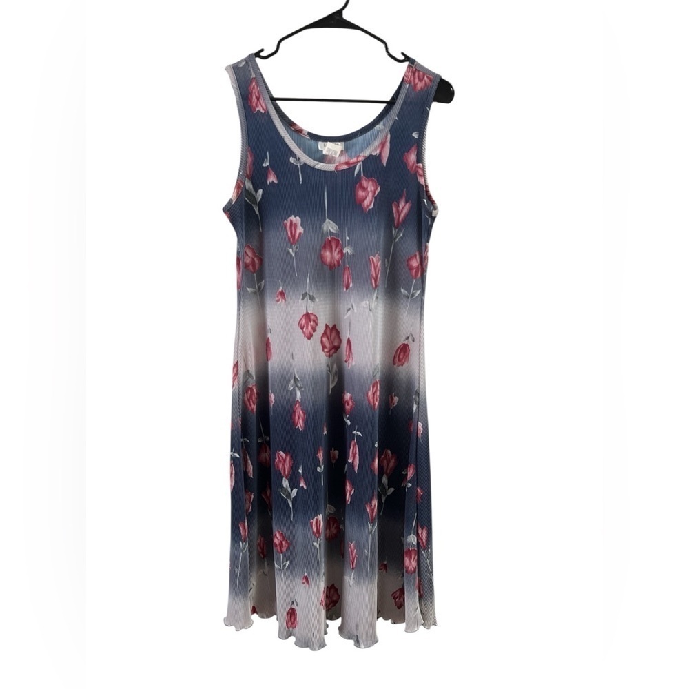 Purple floral vintage tank top mini dress stretchy scalloped
